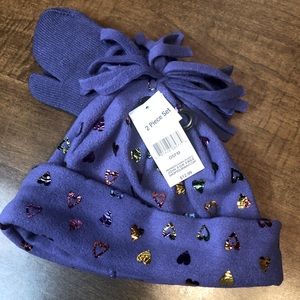 NWT kids fleece hat and mitten set